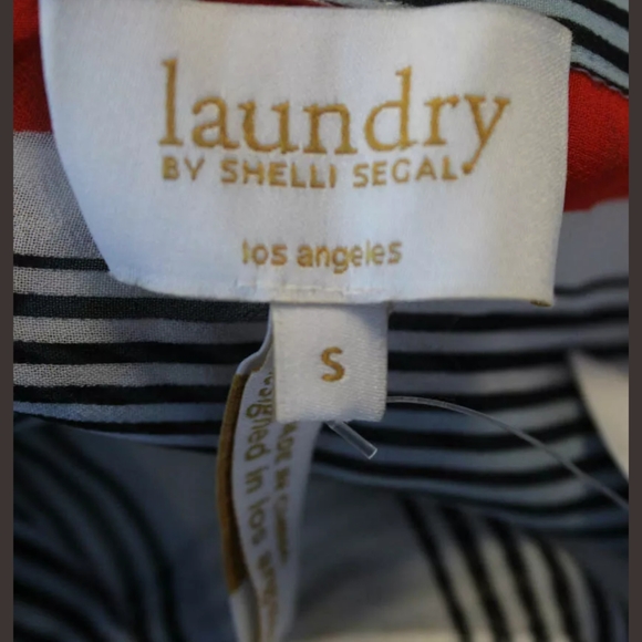 LAUNDRY SHELLI SEGAL WHITE BLUE CHIFFON TIE TOP sm - Picture 5 of 5